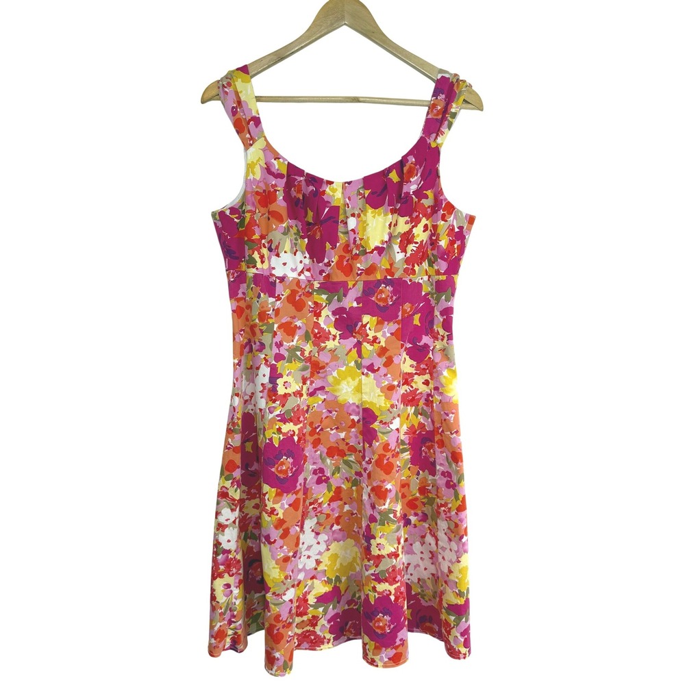 Dressbarn Fit & Flare Floral Dress Pink Sleeveless Summer Garden Party Barbie 12